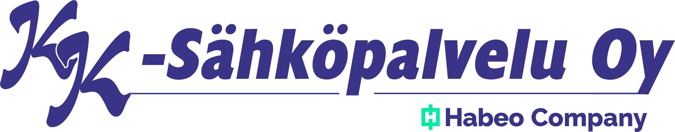 Logo for K-Sähköpalvelu Oy featuring a teal square cross icon and the words 'Habeo Company' in purple.