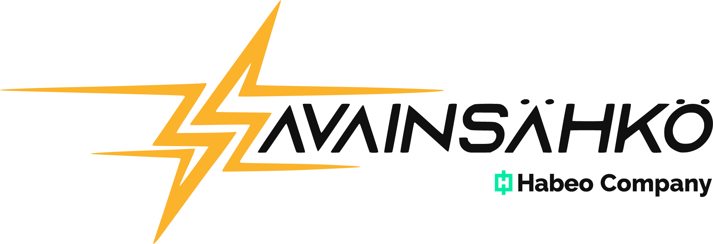 Brand logo with a yellow jagged star shape on the left, black wordmark in the center, and a teal square-plus icon next to the 'Habeo Company' text on the right.